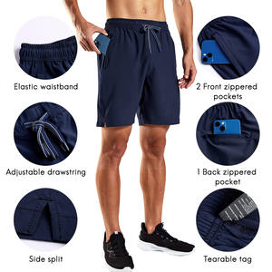 กางเกงขาสั้นใส่ออกกำลังกายผู้ชาย5นิ้วเอวยางยืดสำหรับผู้ชายกางเกงขาสั้นใส่ออกกำลังกายแห้งเร็วสีพื้นติดโลโก้ได้ตามต้องการ - Product Image 2