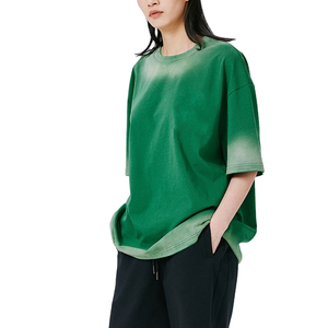 เสื้อยืดคอกลมแขนสั้นสำหรับทุกเพศเสื้อยืดล้างแบบอเมริกันออกแบบได้ตามต้องการ - Product Image 6