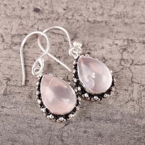 Natural <b>Rose</b> <b>Quartz</b> Gemstone Gold Plated 925 Sterling Silver Drop <b>Earrings</b> for Women Romantic Handmade Party Gift Jewelry - Product Image 2