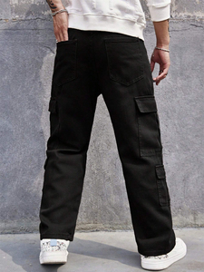 Pantalon cargo avec huit poches pour hommes avec pantalon de survêtement à la taille avec cordon de serrage solide avec personnalisation complète - Product Image 3
