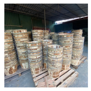 Panier à crabe de taille personnalisée Caisse ronde en bois avec couvercle Panier à crabe Boisseau à copeaux de bois Coffre-Bois d'acacia du Vietnam - Product Image 1