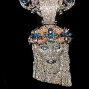 Custom Fine Pendants Charms 925 <b>Silver</b>/White Gold Bling D VVS Moissanite Diamond Iced Christian Jesus Piece Pendant for <b>Men</b> - Product Image 3