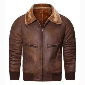 Premium Quality Leather Material <b>Men</b> <b>Jacket</b> With <b>Fur</b> Collar Popular Design with Custom Color <b>Men</b> Breathable Leather <b>Jacket</b> - Product Image 1