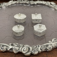 Boîte à bijoux ronde multifonctionnelle en argent allemand moderne, fabriquée à la main, écologique, pour cadeau de mariage