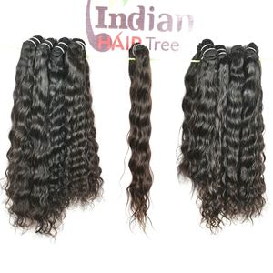 Arbre à cheveux indien cuticule alignée aspect naturel ondulé brut vente en gros faisceaux pas cher couleur noire vierge vendeur double humain par exportation - Product Image 1