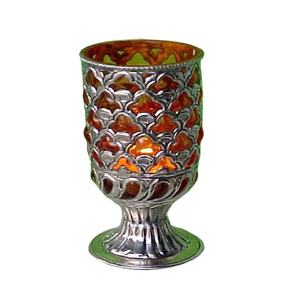 Nouveau design de photophore marocain en gros photophore en laiton argenté et verre photophore support votif - Product Image 1