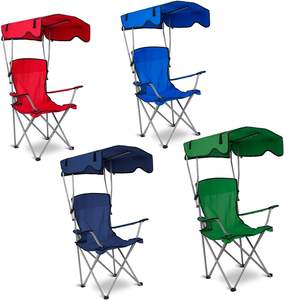 كرسي التخييم المحمول القابل للطي في الهواء الطلق كرسي الشاطئ والحديقة كرسي الصيد مع مظلة - Product Image 2