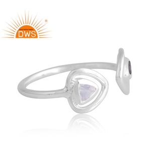 Nouvelle tendance Design 925 argent naturel arc-en-ciel pierre de lune et Labradorite bague en pierres précieuses fournisseur de bijoux personnalisés - Product Image 4