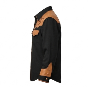 Chemise Western Cowboy Unisexe Vintage Décontractée Coupe Slim avec Passepoil Contrastant, Manches Longues Brodé, Boutonnée, Style Rodeo, Personnalisable OEM - Product Image 3