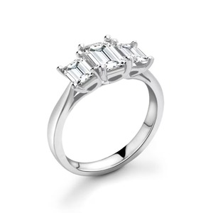 Bague Émeraude Trilogy Élégante et Somptueuse avec Diamants de Laboratoire F-VS2, Or Massif 14K, Sertissage Trilogy, Produit Raffiné - Product Image 2