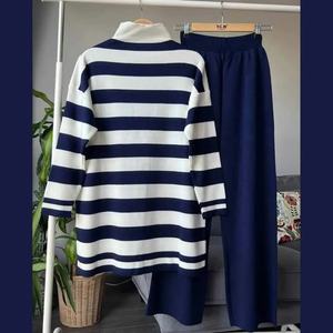 Conjunto de 2 piezas de invierno para mujer, pantalones de chándal apilados con logotipo personalizado y Chándales, logotipo frontal bordado al por mayor - Product Image 3