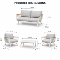 Aluminium Outdoor-Sofa-Set 4-teilig Doppelsofa 2 Sessel mit Tisch für Garten und Terrasse