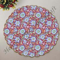 Serviette de table ronde moderne imprimée à la main 100% coton Design unique pour avion, hôtels et usage domestique EN057