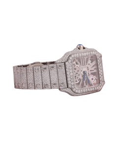 Montre de luxe automatique à cadran blanc sertie de moissanite de différentes formes, en or blanc, style hip-hop, avec bracelet - Product Image 2