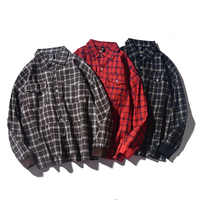 Kustom Drop bahu gaya Vintage kotak kemeja flanel lengan panjang kemeja kotak-kotak berukuran besar kemeja flanel untuk pria 2025/26