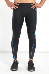 Leggings de sport pour hommes, leggings de compression pour la course à pied et la musculation, pantalons ajustés multicolores, longueur intégrale, respirants, en polyester - Product Image 6