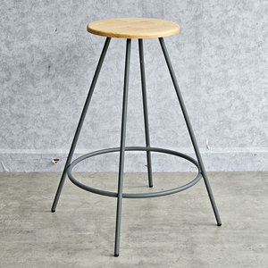 Contemporary High Bar <b>Stool</b> with Pu <b>Cushion</b> and Powder-Coated Iron Legs - Product Image 2