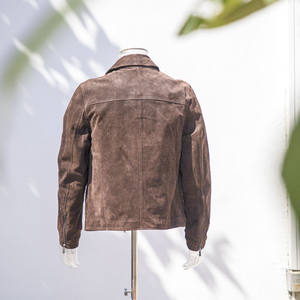 Wholesale Garment Factory Winter Suede <b>Leather</b> Biker <b>Jacket</b> Men's Stand Collar Customized Professional Manufacture Best Quality - Product Image 2