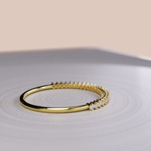 D Color VVS Clarity Round Cut Lab Grown Diamonds Half Eternity Anillo de bodas Anillo de plata esterlina 925 Regalo para ella para hombres y mujeres - Product Image 3