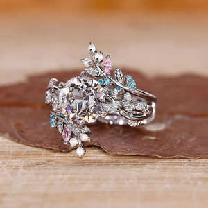 Ensemble de bague de fiançailles en or plaqué avec diamant de culture CVD taille radiant de 1 à 3 carats certifié IGI, avec anneau ouvert pour un look élégant - Product Image 1