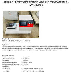 Testeur de résistance Abraison Détecteurs de métaux industriels pour le test d'abrasion géotextile utilisant la méthode du papier de sable - Product Image 2