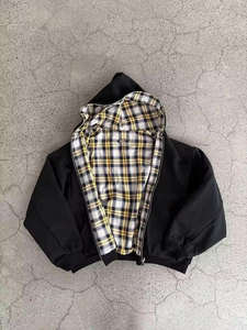 Veste à double fermeture éclair personnalisée, épaules tombantes, motif à carreaux, coupe ample, sweat à capuche double face pour homme, manches longues, coupe ample - Product Image 5