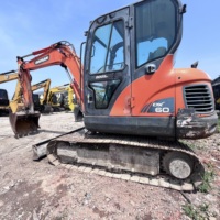 Mini-excavatrice Doosan DX60 d'occasion, 6T, sur chenilles, hydraulique, pour travaux de terrassement, prix avantageux, machine d'occasion d'origine, prête à l'emploi