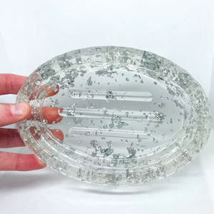 Feuille de plateau en résine transparente personnalisée de qualité supérieure intégrée à l'intérieur du porte-savon circulaire carré pour salle de bain - Product Image 1