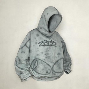 Custom 420Gsm Heavyweight 100% Cotton Terry Vintage <b>Applique</b> Distressed Embroidery <b>Patch</b> Regular Men's Pullover Letter Autumn - Product Image 6