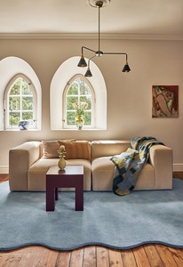 พรมขนสัตว์สีฟ้าอ่อนลายหอยเชลล์ทันสมัย ทอมือแบบตัดขน ป้องกันการลื่น ขนปานกลาง เป็นมิตรกับสิ่งแวดล้อม และสัตว์เลี้ยง เหมาะสำหรับห้องนั่งเล่น - Product Image 3