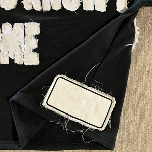 Camiseta Vintage para Hombre, Estilo Cuadrado, Corta, Lavado Ácido, Desgastada, con Bordado, Apliques y Parches, Decolorada por el Sol - Product Image 4