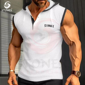 Gilet d'entraînement à capuche pour hommes Bodybuilding Muscle Shirt Sleeveless Gym Training Hoodie - Product Image 1