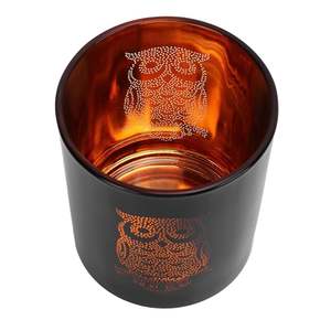 Portavelas votivo de vidrio negro Premium Portavelas de estilo de búho de metal duradero para oficina - Product Image 4