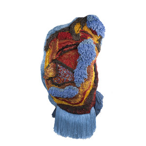 Caminantes Beige & <b>Brown</b> <b>Wool</b> & Bamboo Silk Wall Art & Tapestry Abstract Pattern for Stylish Home Decor - Product Image 1