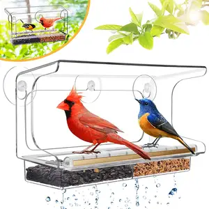 Transparent Window Bird Feeder with Super Strong Suction Cups Outside Wild Bird Feeding Rainproof DURABLE Shatterproof Birds