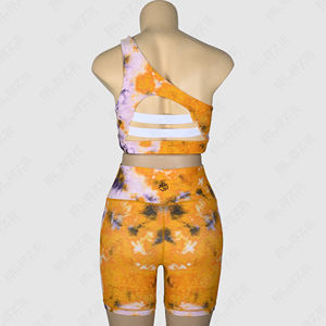 Séchage rapide Écologique Gym Vêtements Ensembles Sans Col Crop Soutien-Gorge Top Taille Haute Lâche Sport Shorts Fitness Ensemble Femmes Coton - Product Image 3