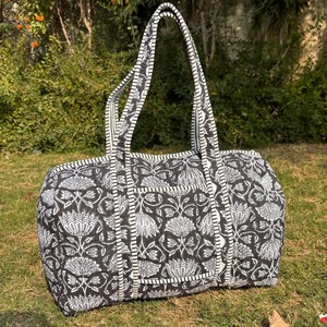 Gran gris negro lujo deporte bolsas de lona algodón acolchado bloque estampado hecho a mano colorido viaje gimnasio Yoga equipaje bolsillo duradero - Product Image 1