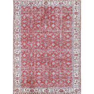 Alfombra de Lana Anudada a Mano con Diseño Floral Abstracto Rojo y Naranja Vintage, Alfombra Rectangular Grande para Sala de Estar -Pae-2045 - Product Image 1