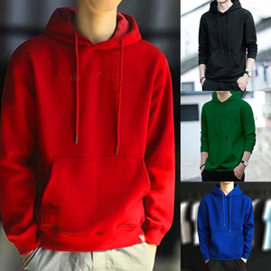 Sweat-shirt à capuche en molleton pour homme, couleur unie, style Harajuku, manches longues, décontracté, ample, avec poche, Hip Hop, sport - Product Image 4