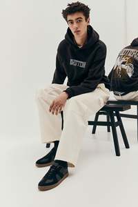 Sudadera con capucha estampada de corte holgado de calidad superior para hombre, manga larga, bolsillo lateral de canguro, Jersey de mezcla de algodón de invierno forrado - Product Image 4