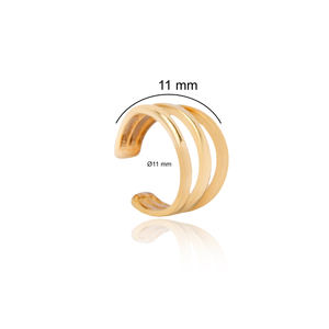 Handcrafted 11mm Triple Plain Multiple <b>Cartilage</b> <b>Earring</b> Turkish Wholesale 925 Sterling Silver Jewelry - Product Image 2