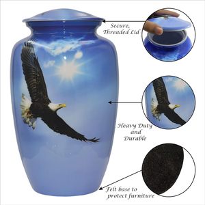 Urna de cremación de águila calva, búsqueda de la libertad Flying American Eagle Urna de cremación humana personalizada con recuerdo y bolsa de terciopelo - Product Image 2
