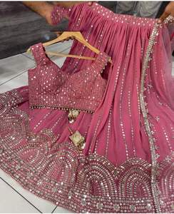 DESIGNER MARIAGE BRODERIE SEQUNCE WORK LEHENGAS CHOLI AVEC DUPATTA - Product Image 2