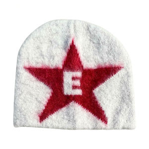 Eco Friendly Sustainable Custom Jacquard Logo Cuffless Slouchy Baggy Winter Skull Cap Knitted <b>Hat</b> <b>Camo</b> Camouflage Washed Sports - Product Image 1