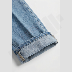 Pantalones Vaqueros de Hombre para Otoño, Invierno y Verano, Estilo Retro con Parches, Cintura Media, Corte Recto, Estilo Casual para Caballero, Cierre de Cremallera, Lavado Intenso, Estilo Moderno - Product Image 6