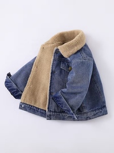 OEM <b>Men's</b> High Street Winter Denim Faux <b>Shearling</b> Collar Ripped Distressed Breathable Casual Outwear Button up Coat - Product Image 3