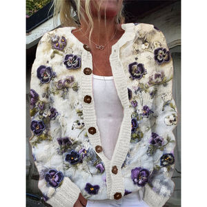 2025 principios de primavera superventas dulce y fresco 3D Digital impreso cárdigan abrigo de punto, abrigo de mujer suelto e informal - Product Image 4