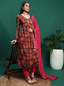Ensemble tendance 2024 pour femme : Kurta Anarkali de créateur exclusif, pantalon assorti et magnifique dupatta en tissu CREAP – Style élégant - Product Image 2