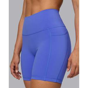 Shorts Fusion de cintura ultra alta de 6 pulgadas para mujer con bolsillos - Azul Baja - Product Image 6