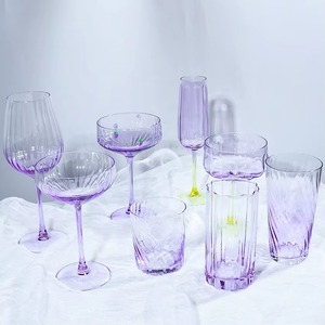 Juego de Seis Copas de Vino de Cristal Transparente Azul, Hechas a Mano, Ecológicas, Personalizables, Ligeras, Estilo Moderno y Lujoso para Bodas - Product Image 5